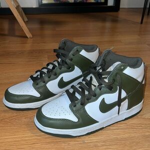 Olive Green and White Nike Dunks